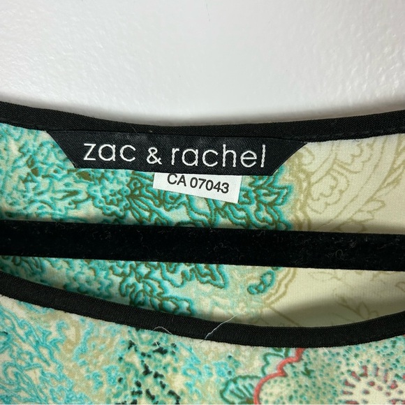 Zac & Rachel Floral Print Women's Top - Green and Black Size Large - Picture 3 of 8